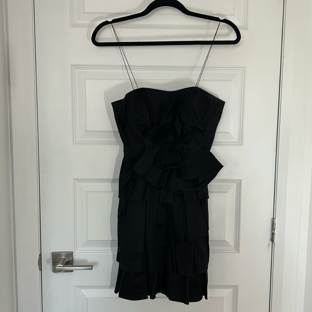 HAILEY LOGAN - Adrianna Papell black ruffle formal short dress prom size 5/6